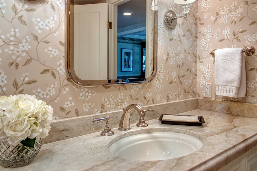 This is an example of a large transitional bathroom in San Diego.