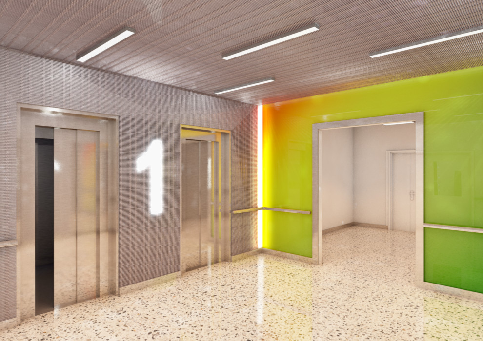 Интерьеры входных групп корпуса ЛКК -Институт мозга человека им. Н.П. Бехтеревой