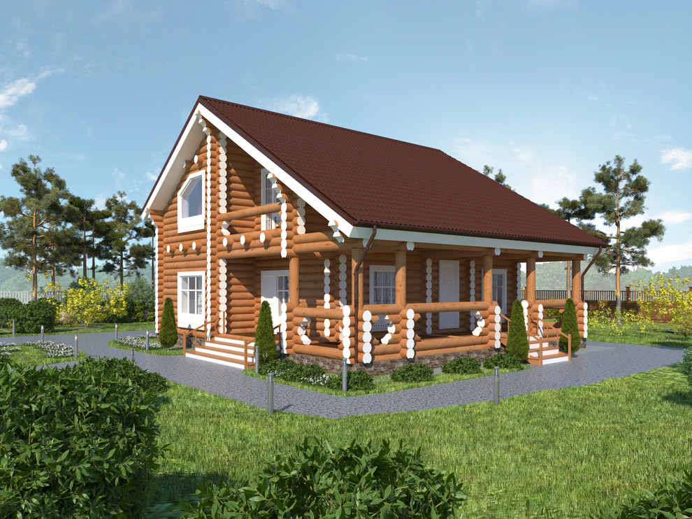 Дома из оцилиндрованного бруса экстерьер