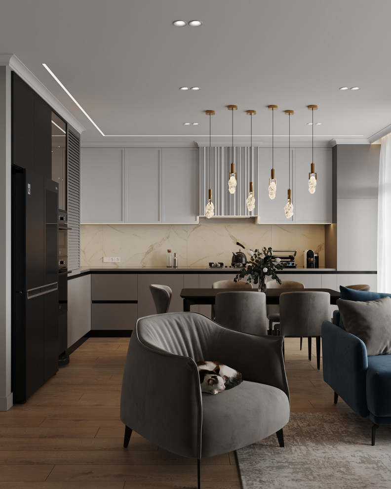 Кухня-гостиная (четырехкомнатная квартира в ЖК "Илмари", Пенза)