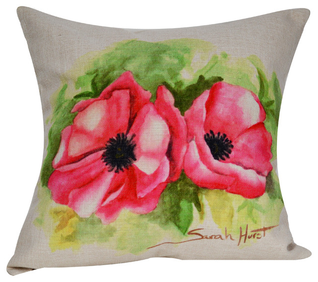 Poppy Throw Pillow Cover - Traditional - Decorative Pillows - by Golden Hill Studio