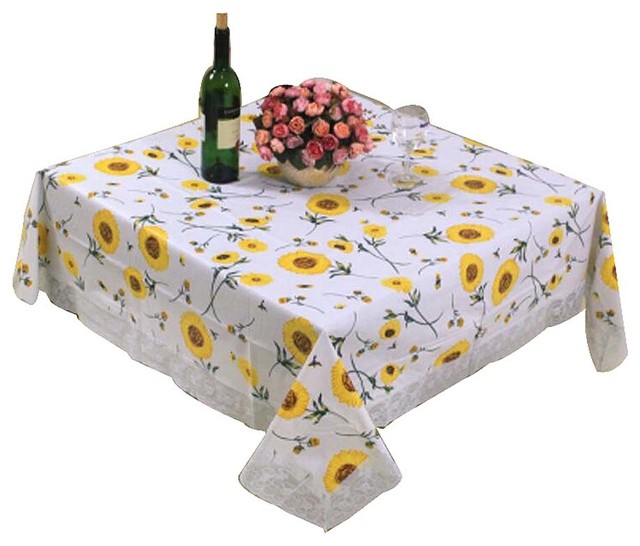 Cute Purple Flower Tropical Plant Rectangle Tablecloth 54 x 54 Inch Romantic Table Cloth Modern Table Linen Cover for Dining Room Kitchen Party Home Decoration 