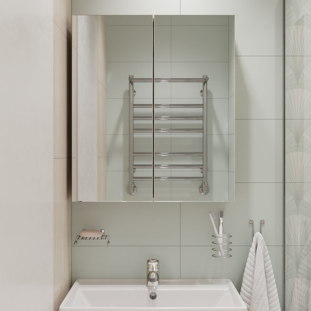 Светлая ванная комната (2,94 кв. м) в современном стиле ; Открывает новую вкладк