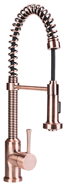 Residential Spring Coil Pull-Down Kitchen Faucet, Brushed Nickel, Antique Copper