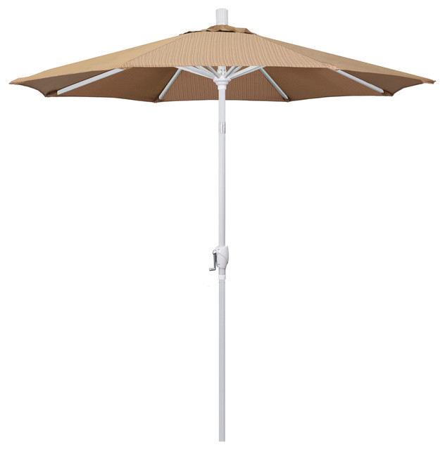 7.5' Aluminum Market Umbrella Push Tilt Matte White, Olefin, Terrace Sequoia