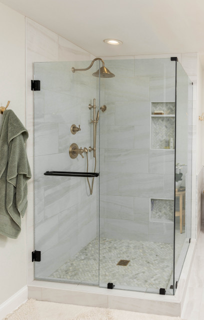 Sage Green Cabinet Master Bathroom Remodel - Contemporary - Bathroom ...