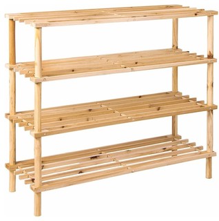 Traditional Shoe Rack Natural Finished Wood Simple Slatted Design Traditional Shoe Storage By Decor Love Houzz Uk