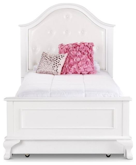 Rosebery Kids Modern Twin Bed with Trundle in White Traditional