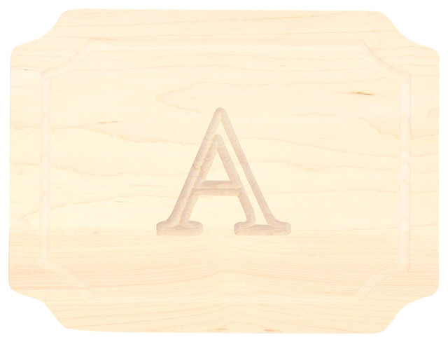 BigWood Boards Scalloped Monogram Maple Cheese Board, A