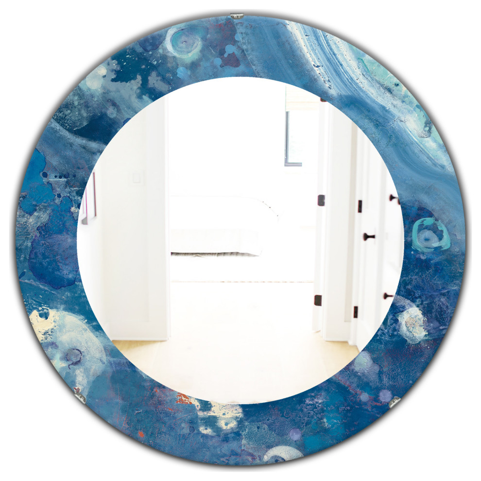Designart Water Iii Traditional Frameless Oval Or Round Wall Mirror ...