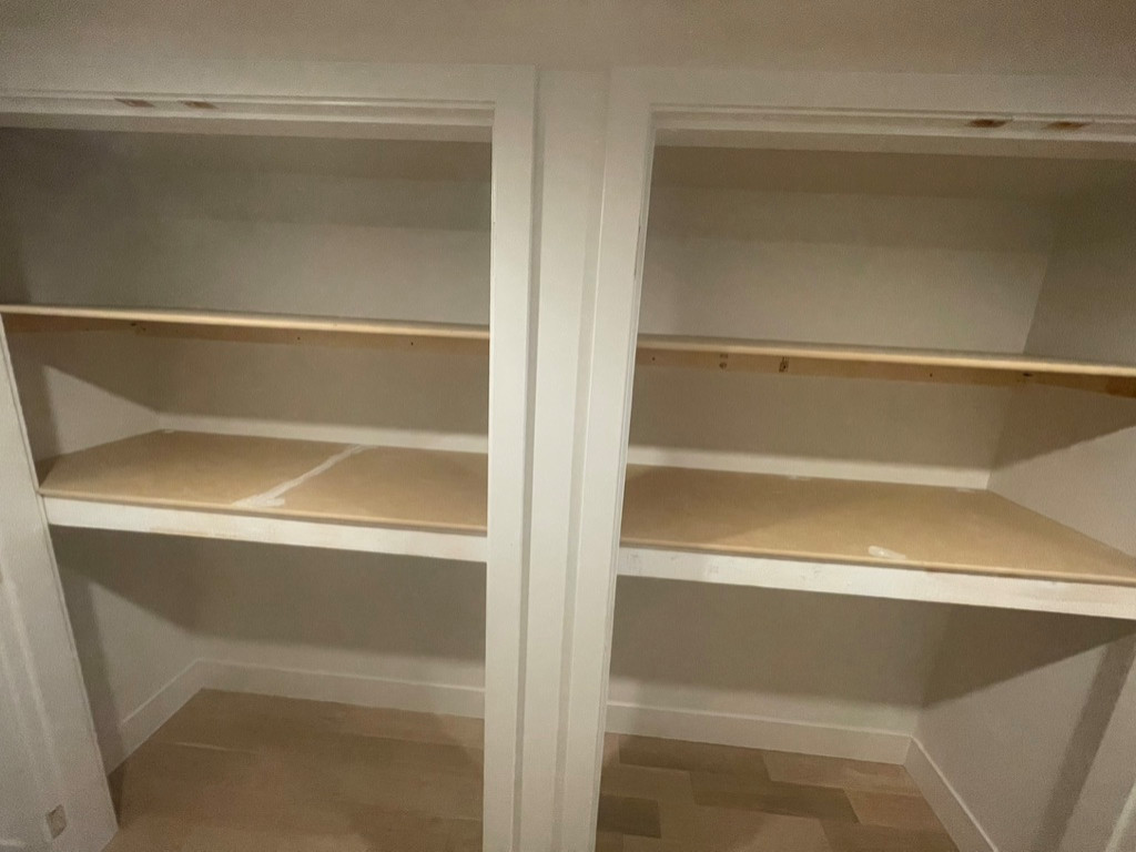 Custom shelving and hidden door