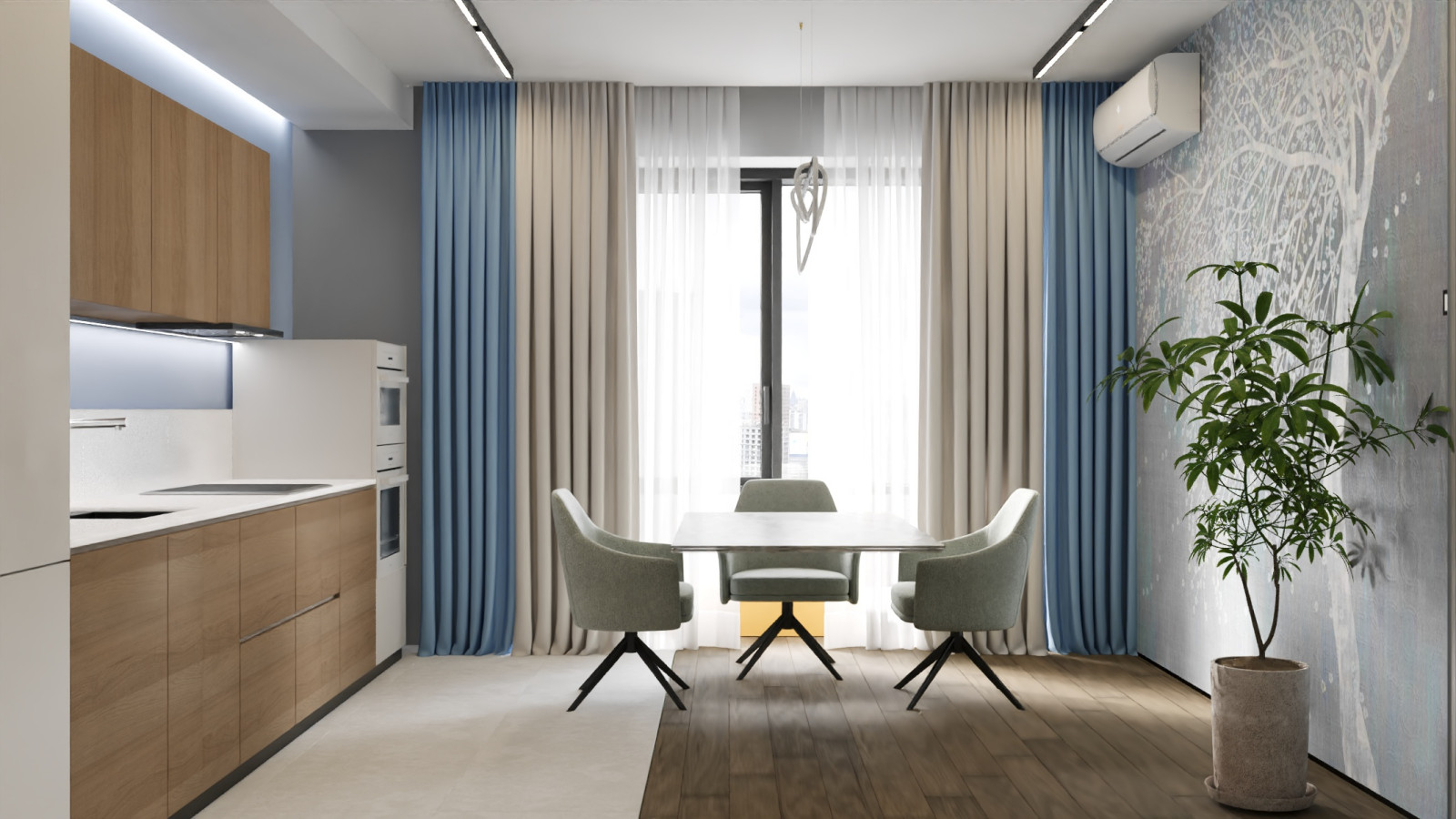 Двухкомнатная квартира в современном стиле.