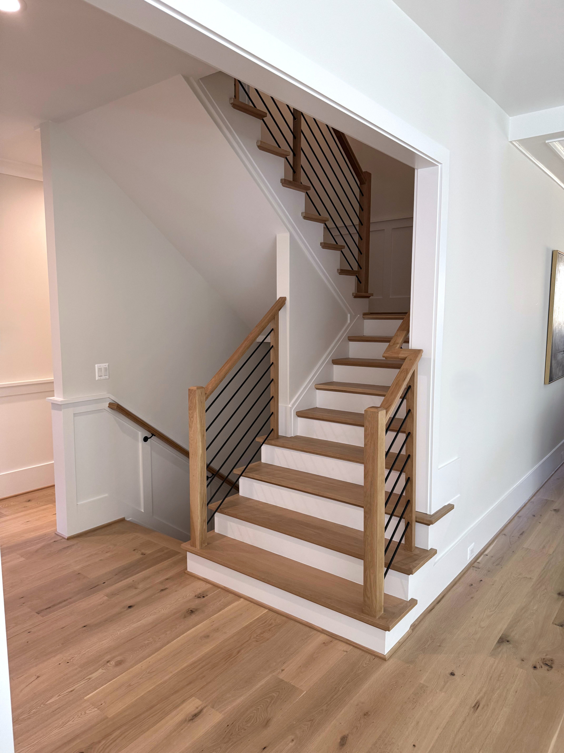 140_Modern White Oak Stair with Horizontal Bar Rail, Falls Church, VA 22043