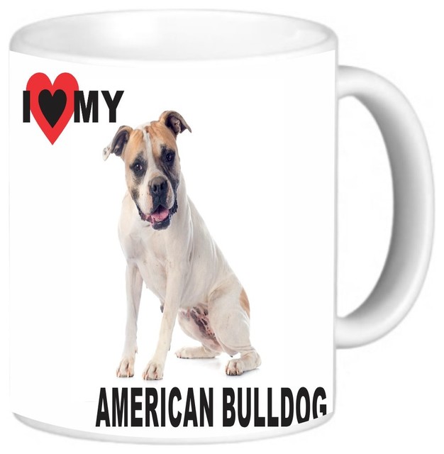I Love My Brown American Bull Dog Coffee Mug Contemporary Mugs I Love My Brown American Bull Dog Coffee Mug