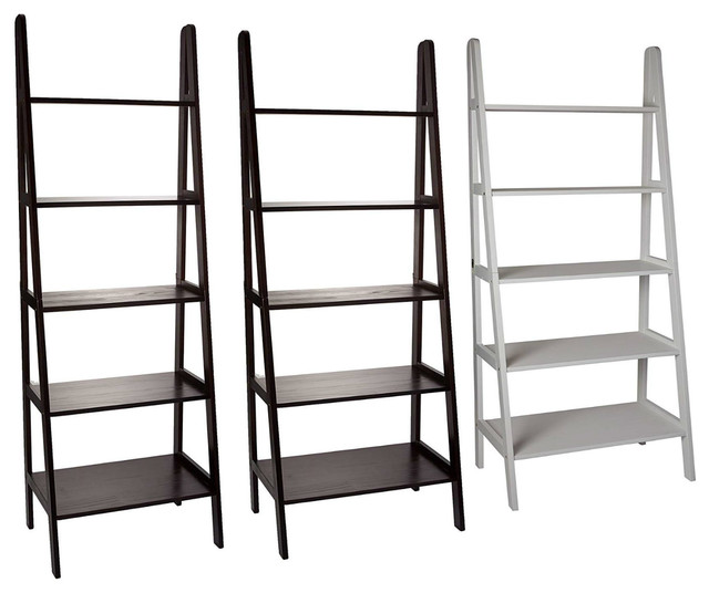 5 Shelf Ladder Bookcase Espresso With 5 Shelf Ladder Bookcase
