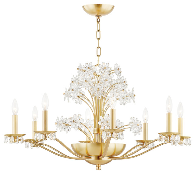 Beaumont 10 Light Chandelier, Clear Glass Transitional Chandeliers
