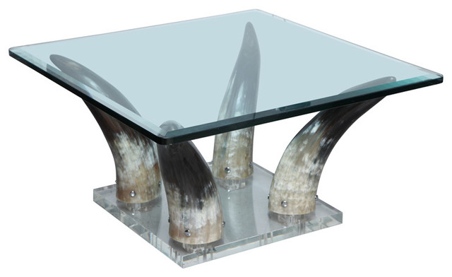 '70s Lucite and Horn Coffee Table
