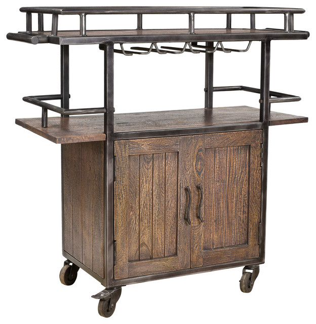 Gannett 2 Door Wheel Wine Cabinet With Glass Holder