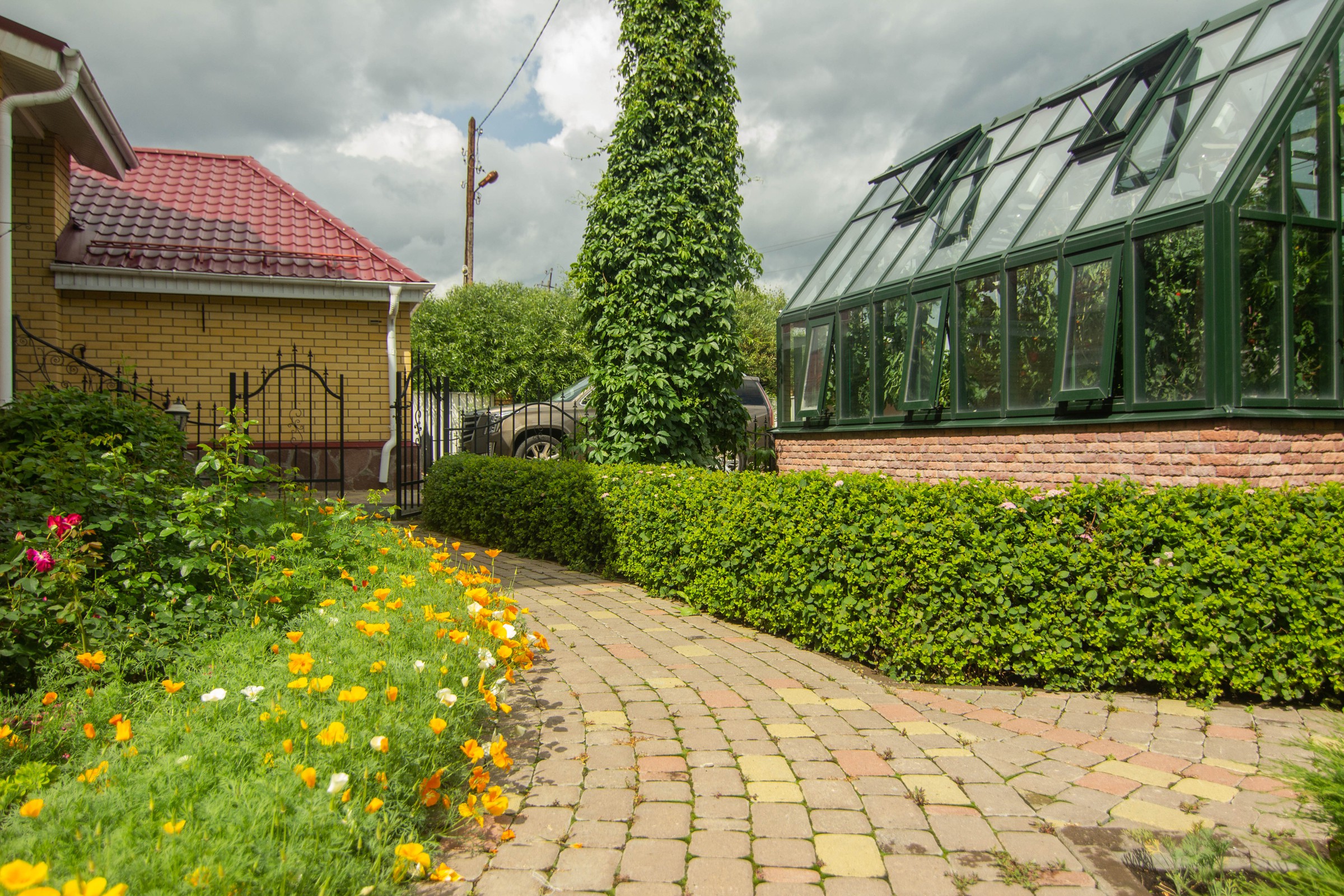 Сад с зеленой крышей