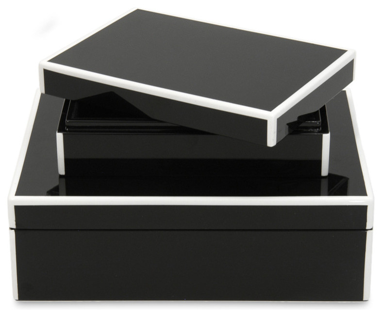 Elle Lacquer Storage Boxes, Black by Swing Design