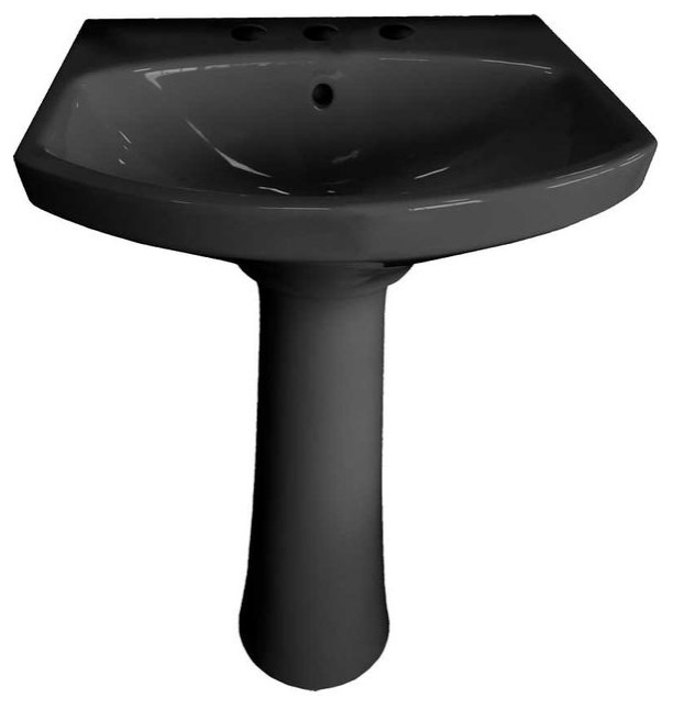 Kohler Cimarron Rectangular Black Black Pedestal Bathroom Sink with 8