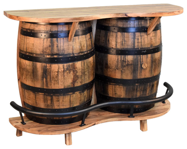 Shooter's Split Barrel Bar, Burnt Hickory Rustic Wine And Bar