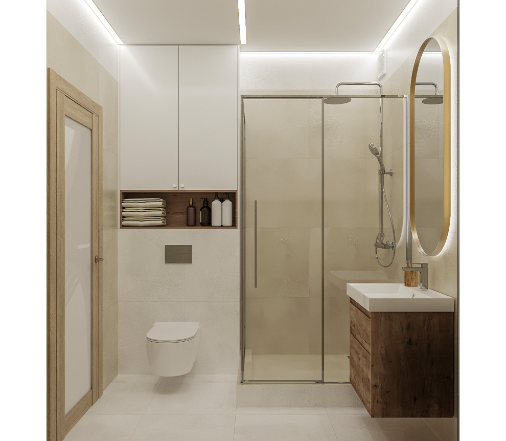 Четырех-комнатная квартира в светлых тонах.