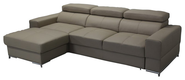 Bazalt Leather Sectional Sleeper Sofa, Left Corner