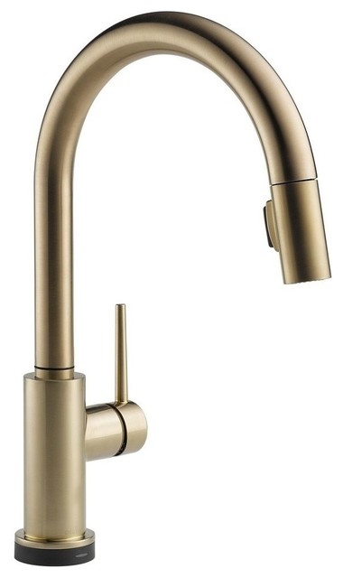 Delta Trinsic Pull-Down Kitchen Faucet with Touch2O Technology, Champagne Bronze