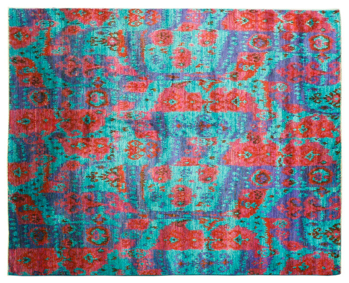 Hand-Knotted Colorful High Quality Sari Silk Suzani Oriental Rug