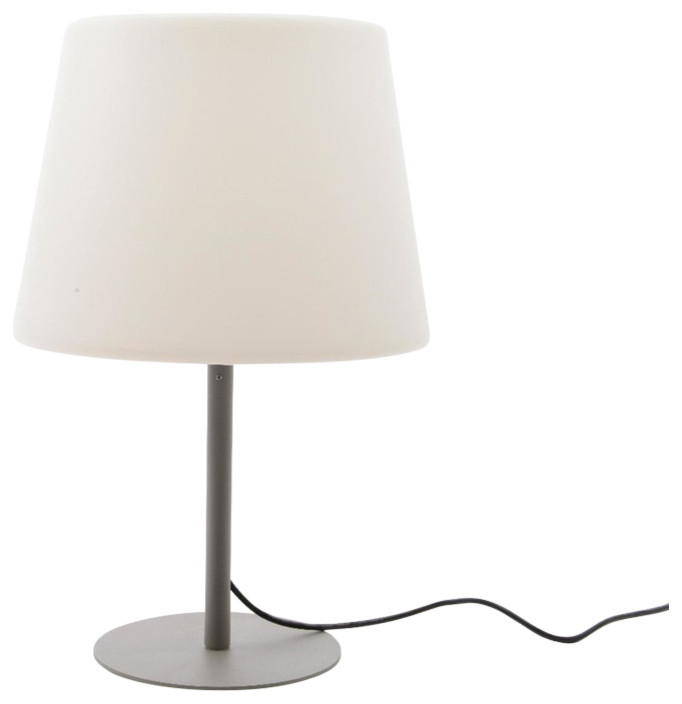 23.25" Gray and White Outdoor Table Top Patio Lamp