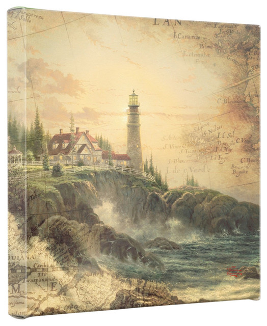 Thomas Kinkade Wrap Perseverance Map Collage 14 x 14 Gallery Wrapped Canvas