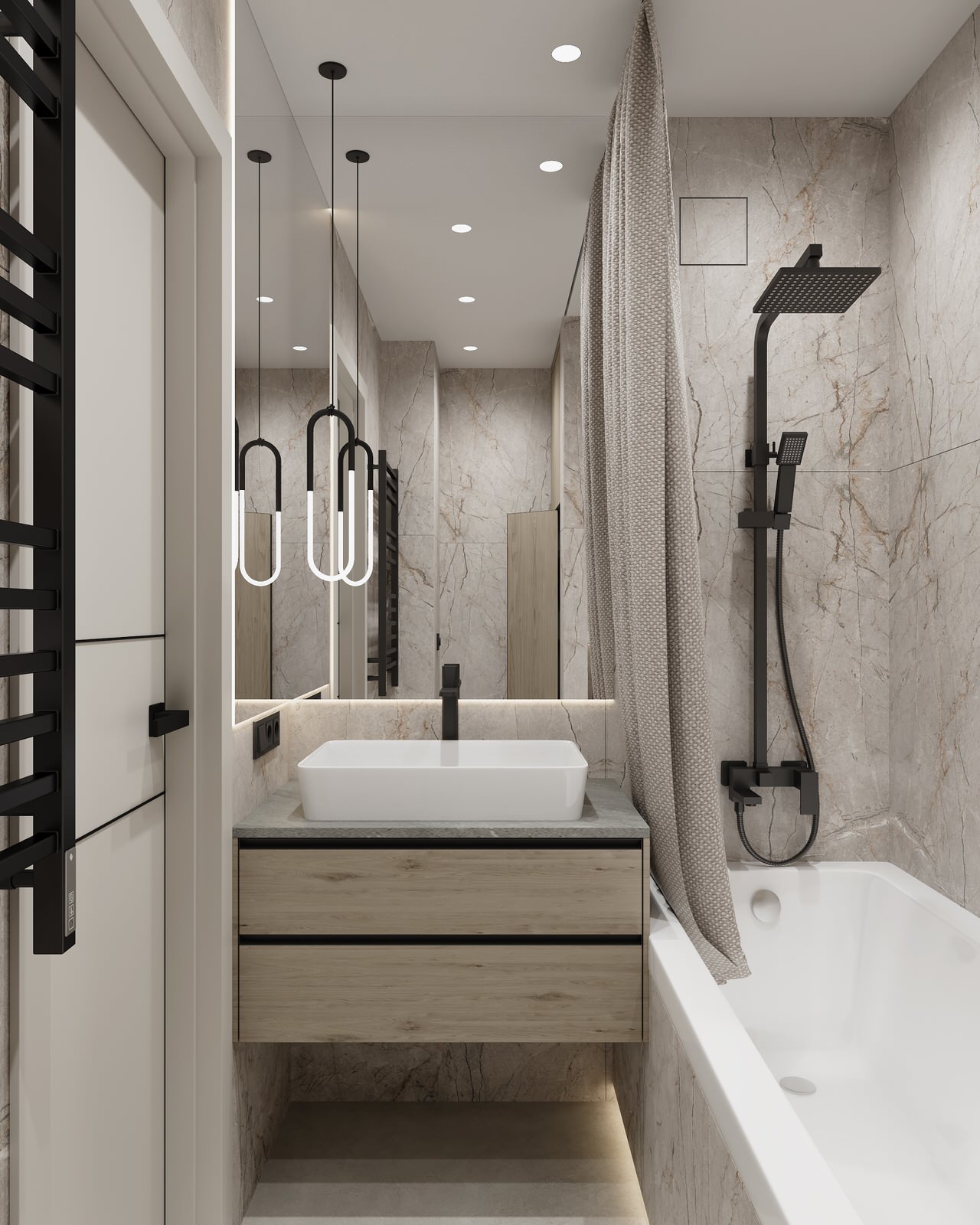 Дизайн санузла в теплых тонах