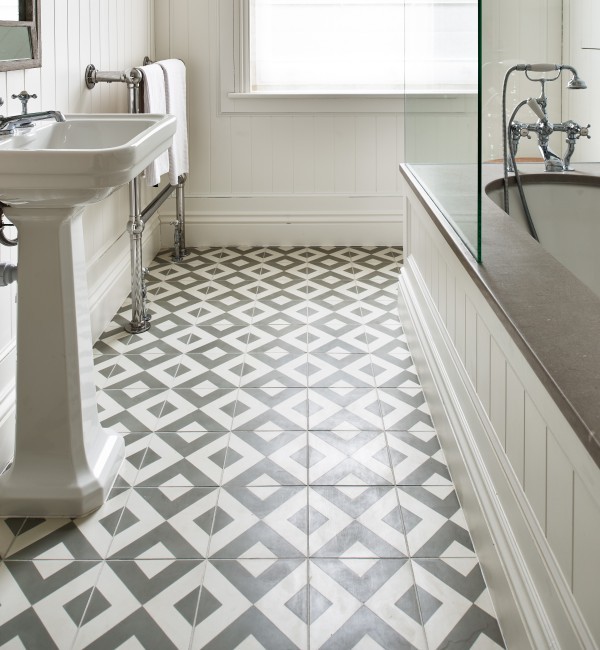 Design ideas for an eclectic bathroom in West Midlands with cement tile.