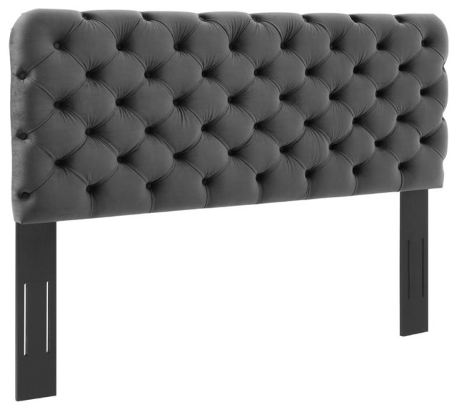 Modway Lizzy Tufted Full/Queen Performance Velvet Headboard in Charcoal, FullQueen
