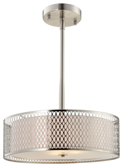 Spencer Collection, Double Shade Design, Satin Nickel, Pendant, LED