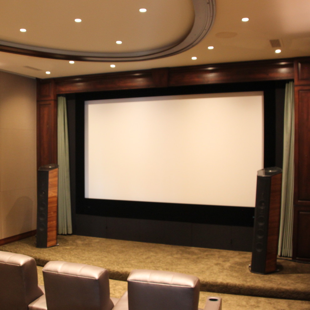 This is an example of a contemporary home theatre in Phoenix.
