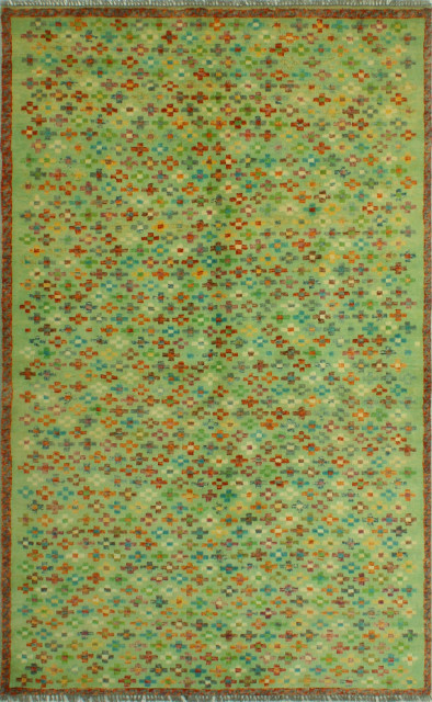 Balochi Carvell Light Green/Orange Rug, 4'10x8'0