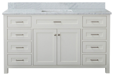 Norwalk 60 Single Bathroom Vanity With Marble Top Transitional Norwalk 60 Single Bathroom Vanity With Marble Top Linen White