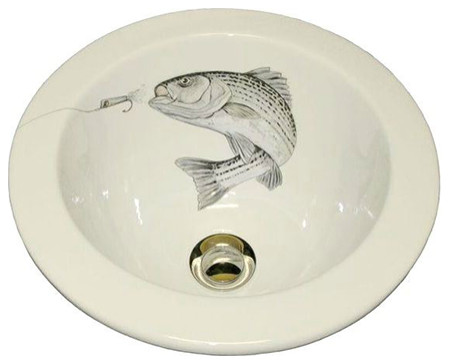 Hand Painted Bathroom Sink | Striped Bass