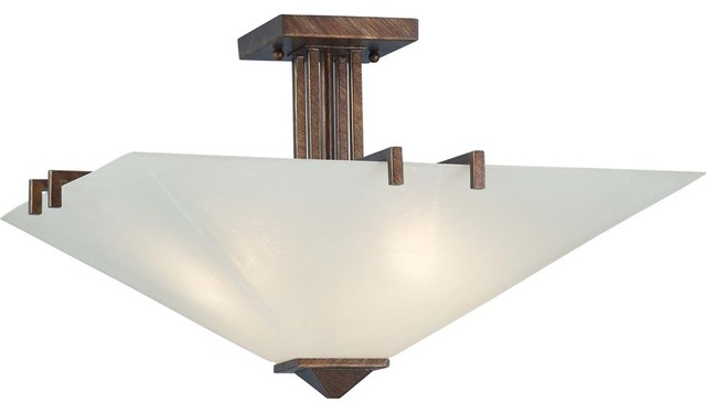 Nuvo Lighting 3-Light Ratio Semi Flush With Frosted Glass, Inca Gold