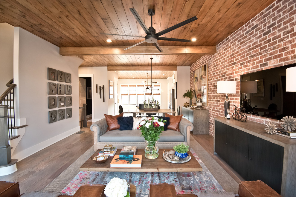 Living room - industrial living room idea in Atlanta