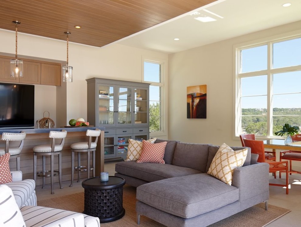 This is an example of a transitional living room in Austin.