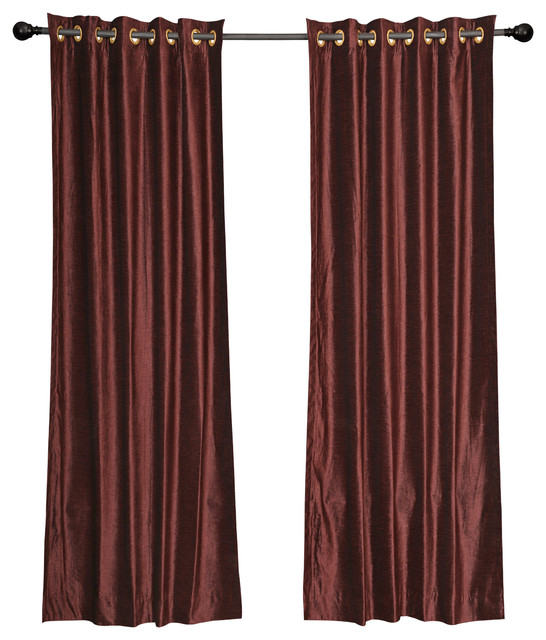 Luxury Set of 2 Wine Velvet Grommet Curtain Panels Drapes with 2