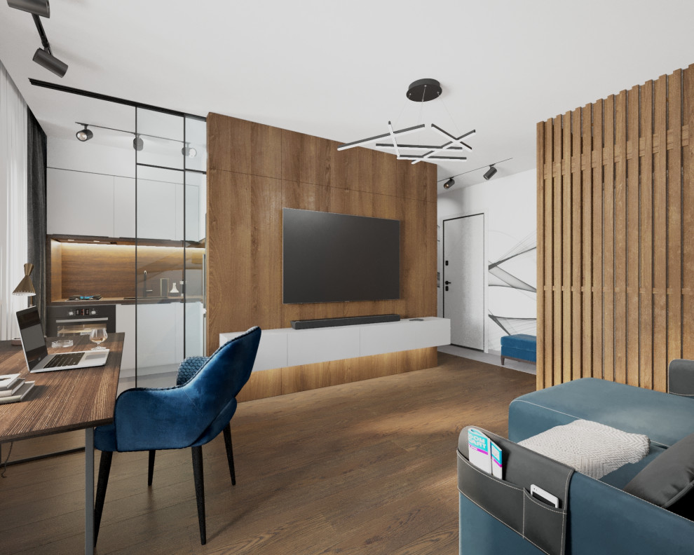 Современный функциональный интерьер 1 комнатной квартиры.