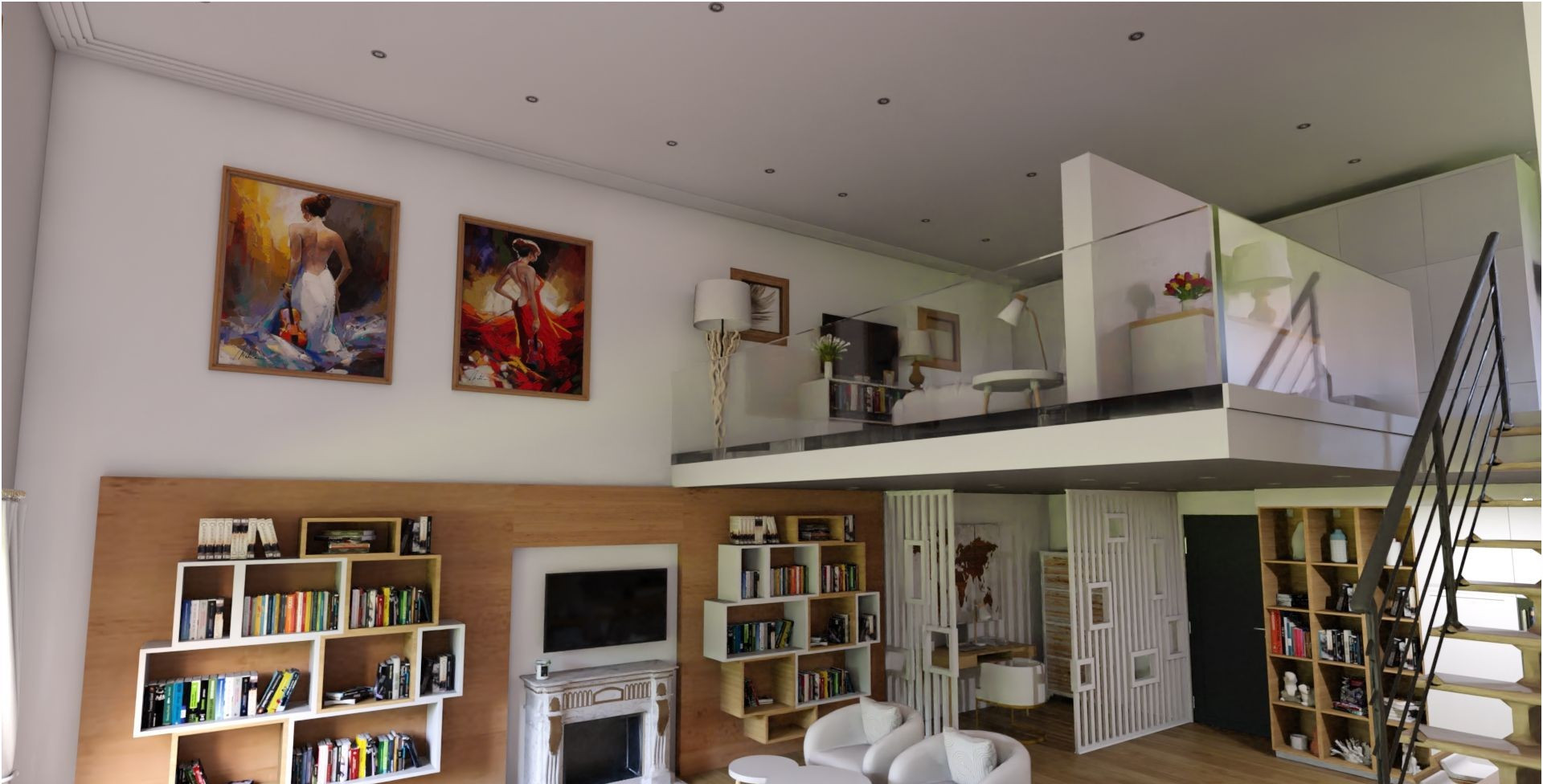 Appartement 55 m² Chambre en mezzanine