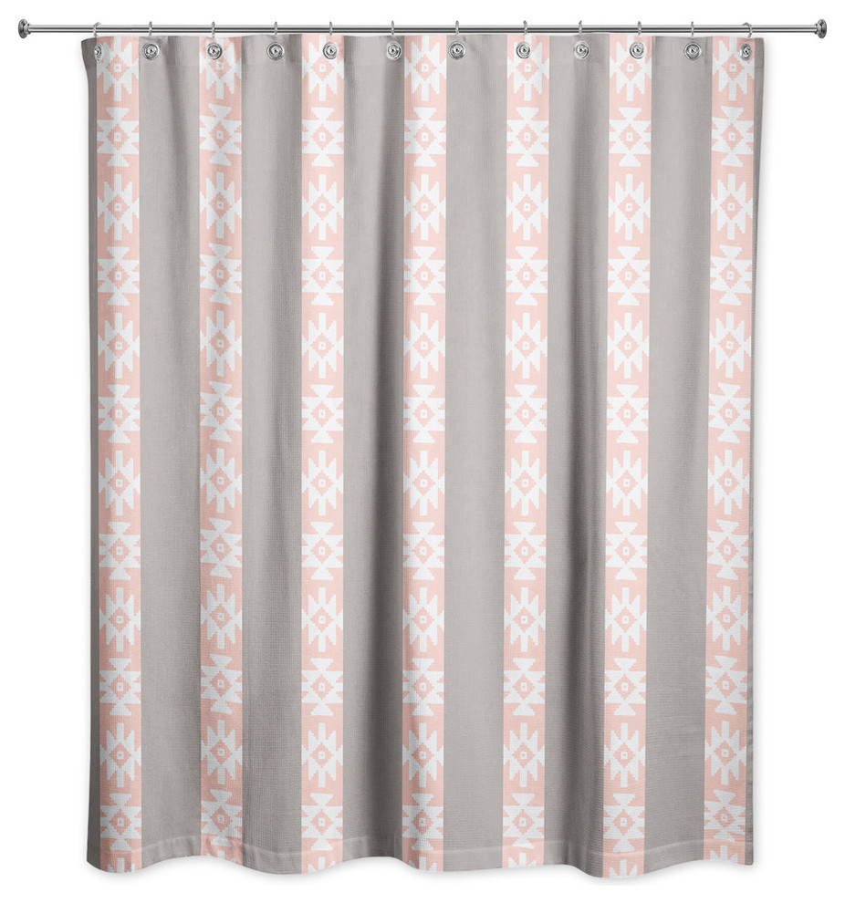 Southwestern Pattern in Pink and Gray Shower Curtain Southwestern