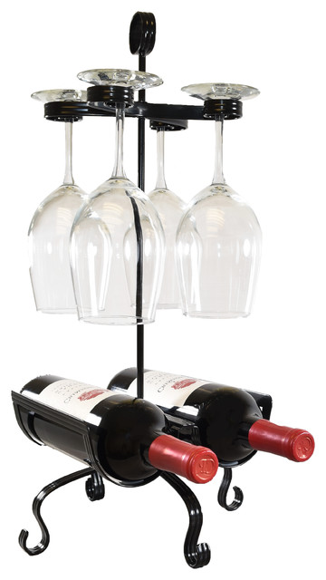 Mango Steam 2 Bottle Wine Rack And Stemware Organizer, Black