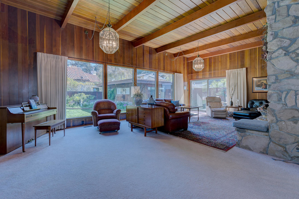 Wood paneling room how to make more modern, lighten it up?