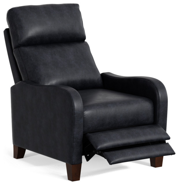 Dana Pushback Leather Recliner Navy Blue Contemporary Recliner